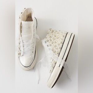 Free People Collab with Nan-Ku Couture- Pearl Crush Hi Top Sneakers